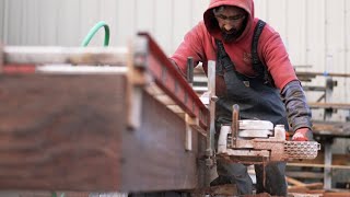 Building Tally Ho’s rudder using hardwood amp chainsawmill [upl. by Ynabla]