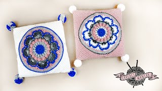 TUTORIEL CROCHET COUSSINS MANDALA BOHEME FACILE ET RAPIDE 40X40 [upl. by Ellehsar]