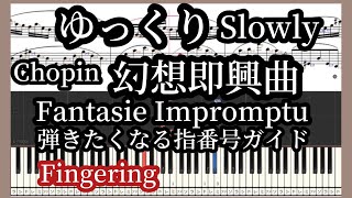 幻想即興曲 ゆっくり ショパン 指番号付シンセシア 楽譜ドレミ付 Fantasie Impromptu Chopin Slow Piano Tutorial [upl. by Ahsyas]