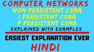 Nonpersistent  1Persistent  PPersistent CSMA Techniques Explained with Examples in Hindi [upl. by Odlanyer2]