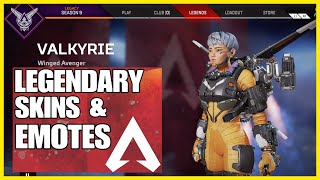 NEW VALKYRIE Legendary Skins amp ALL EMOTES  Apex Legends Legacy [upl. by Yanal]