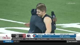 Troy Apke 434 Timothy Bates 40 yard dash at 2018 NFL Draft Combine White LIghtning [upl. by Adnaral692]