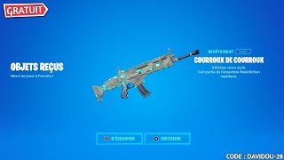 TUTO COMMENT OBTENIR LE REVÊTEMENT quotCOURROUXquot FORTNITEMARES GRATUITEMENT FORTNITE  Code complet [upl. by Crofoot]