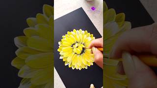 yellow Dahlia flower painting using the One Stroke technique [upl. by Arabrab347]