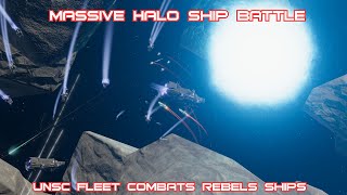 Massive Halo Space Ship Battle  UNSC Ambushes Large URF Fleet  Nebulous Fleet Command [upl. by Aseram]