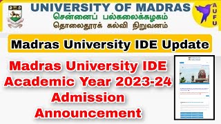 Madras University IDE AY2203 Admission Latest Update 👍 [upl. by Stahl]