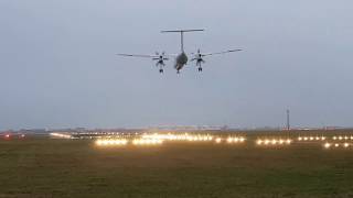 Flybe DHC8 from Edinburgh crashes off at Amsterdams Schiphol airport [upl. by Doowyah]