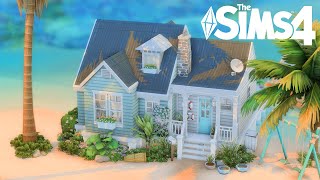 Turquoise Beach House  Sims 4 Speed Build with CC [upl. by Lallage]