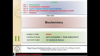 Biochemistry carbohydrate metabolism unit II AKTU [upl. by Nonie]