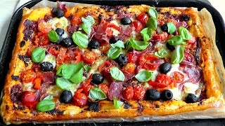 Puff Pastry Pizza Tart How to make easy recipe [upl. by Nodnab]