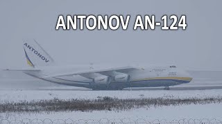 Antonov AN124 Ląduje na pasie 09 Rzeszów  Jasionka podczas mocnych opadów śniegu [upl. by Asirrom432]