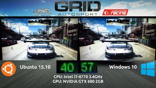 Ubuntu 1510 VS Windows 10  GRID Autosport Benchmark on a GTX 680 [upl. by Brianne]