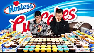 146 HOSTESS CUPCAKES CHALLENGE  25000 Calories  Twins vs Food [upl. by Connor998]