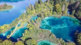 Plitvice Lakes in 1 minute  BEST POINTS AERIAL VIEW [upl. by Kain]