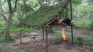 Primitive Technology Build Bed Shed [upl. by Attennot]