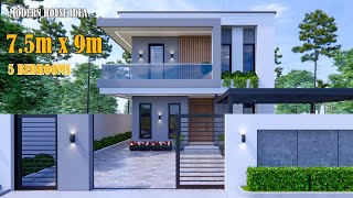 Modern small House 2storey  75m x 9m with 5Bedrooms [upl. by Acimaj]