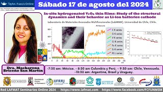 Insitu hydrogenated V2O5 thin films Study of the structural  Dra Mackarena Briceño [upl. by Nonohcle303]