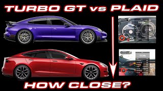 1019 HP Taycan Turbo GT vs 1020 HP Tesla Model S Plaid 060 MPH 14 Mie 12 Mile Comparison [upl. by Bearce138]