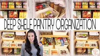 HOW TO ORGANIZE DEEP PANTRY SHELVES  Shirlee Alicia [upl. by Nefets]