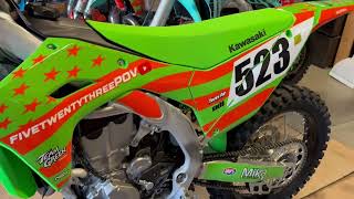 Garage Day Installing the new Acerbis Linear front disc guard and Linear hand guards on 2024 KX450 [upl. by Llekim]