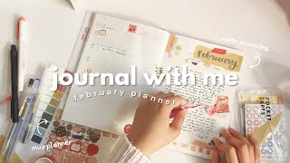 📔 journal with me february muji planner monthly spread 💌 asmr journaling [upl. by Zilada]