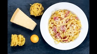 Tagliatelle à la carbonara sauce blanche et Jambon de bœuf😋 Tagliatelle with carbonara white sauce👌 [upl. by Lirva347]