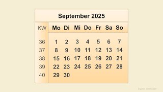 Kalender September 2025 [upl. by Imailiv]