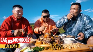 Mighty Beef Ribs for Mighty Mongolian Wrestlers Mukbang Nomads  Eat Like Mongols [upl. by Aicinet]