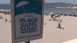 Cannes interdit la cigarette sur des plages municipales [upl. by Tengdin]