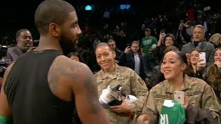 Kyrie Irving Gives His Jersey and Sneakers to US Military After Beating the Nets [upl. by Ettevahs898]