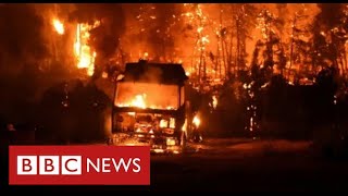 Greek island evacuated as wildfires rage in worst heatwave for 30 years  BBC News [upl. by Corel]