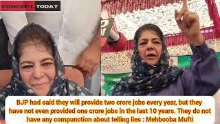 BJP have not even provided one crore jobs in the last 10 years  Mehbooba Mufti [upl. by Trinee854]