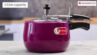 Regalia Pressure Cooker Purple 3L  Wonderchef by Sanjeev Kapoor [upl. by Krasnoff]