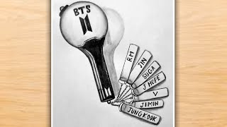 BTS ARMY BOMB DRAWING With Pencil Sketch  BTS Pencil Sketch  BTS 그리기  BTS Pencil Drawing [upl. by Hayley657]