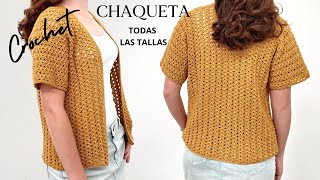 Cómo tejer chaqueta a crochet  TODAS LAS TALLLAS [upl. by Ettelohcin]