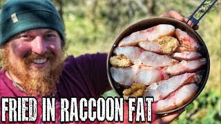 Deep Fried Catfish in Raccoon Fat  Day 16 of 30 Day Survival Challenge Texas [upl. by Dav]