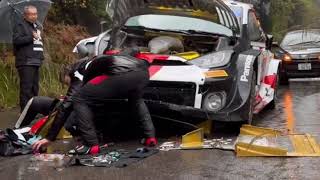 Rally Japan 2023 Katsuta repairs in heavy rain ラリージャパン2023勝田選手大雨の中修理補習伊勢神後 [upl. by Lavinia]