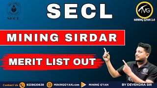 SECL MINING SIRDAR MERIT LIST OUT 2024 [upl. by Egerton]