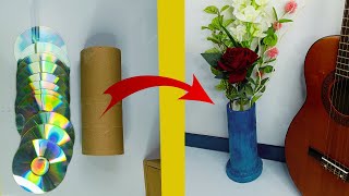 comment faire une vase l idée de décoration l facile a faire a la maison avec du rouleaux en carton [upl. by Oisacin741]