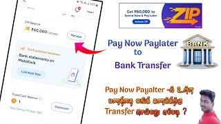 Mobikwik Zip paylater Amount Transfer to Bank live demo in TamilTech and Technics [upl. by Scibert588]