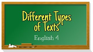 Different Types of Texts  MELC  English 4 [upl. by Valenza802]