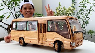 Wood Carving  TOYOTA COASTER MINI BUS  Woodworking Art [upl. by Illak]