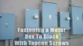 Electrical Meter Box Fastened to Block Using Tapcon Masonry Screws [upl. by Marice]