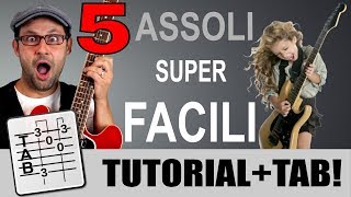 5 assoli di chitarra SUPER facili e super belli TAB [upl. by Theodora]