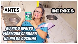 MÁRMORE CARRARA CASEIRO NA PIA DA COZINHA  Ideia de maravilhosa que tive [upl. by Kerr395]