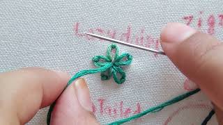 How to embroider Lazy daisy chain stitch for beginnersChain Stitch Variations 1032 [upl. by Dragon]