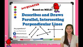 Describes and Draws Parallel Intersecting and Perpendicular Lines Using Ruler and Set square [upl. by Niamor]