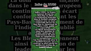 France maintient sa position en tête de lindice UEFA devant les PaysBas après une performanc [upl. by Naujid18]