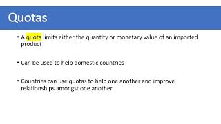 Tariffs Quotas and Embargoes [upl. by Eicnahc]