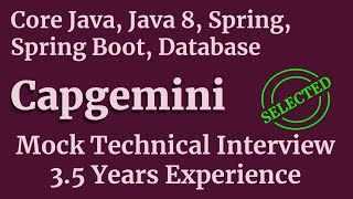 Java 8 Spring Boot database interview Questions  Capgemini Technical Mock Java Interview [upl. by Nuhsed]